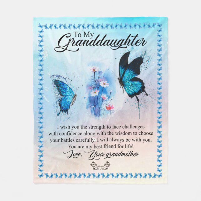 Granddaughter Gift | Love Grandmother Family Group Fleece Blanket (Front)