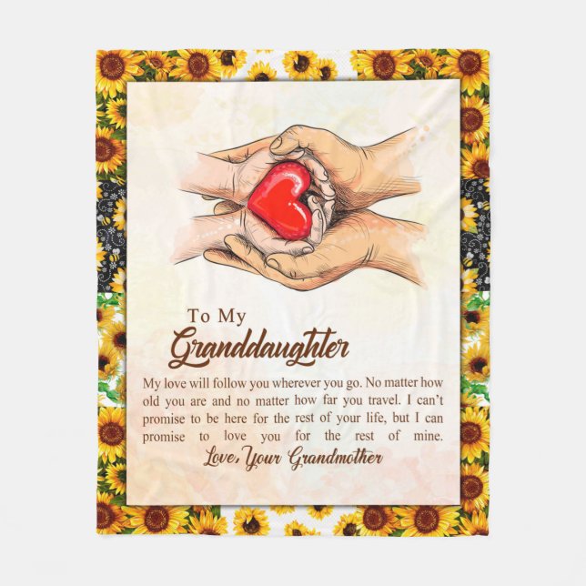 Granddaughter Gift | Love Grandmother Family Group Fleece Blanket (Front)