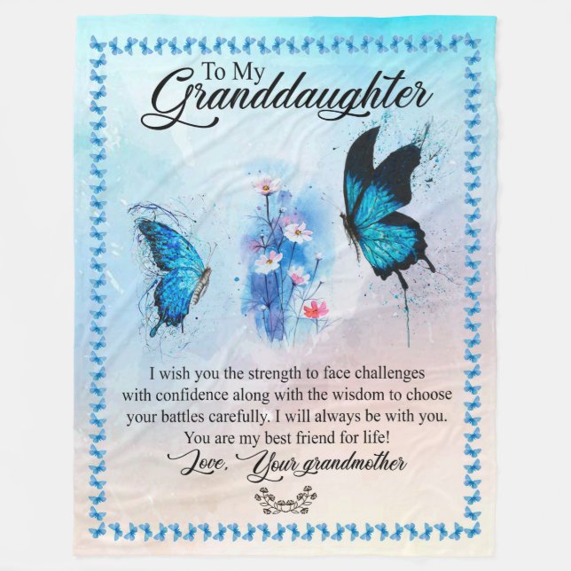Granddaughter Gift | Love Grandmother Family Group Fleece Blanket (Front)