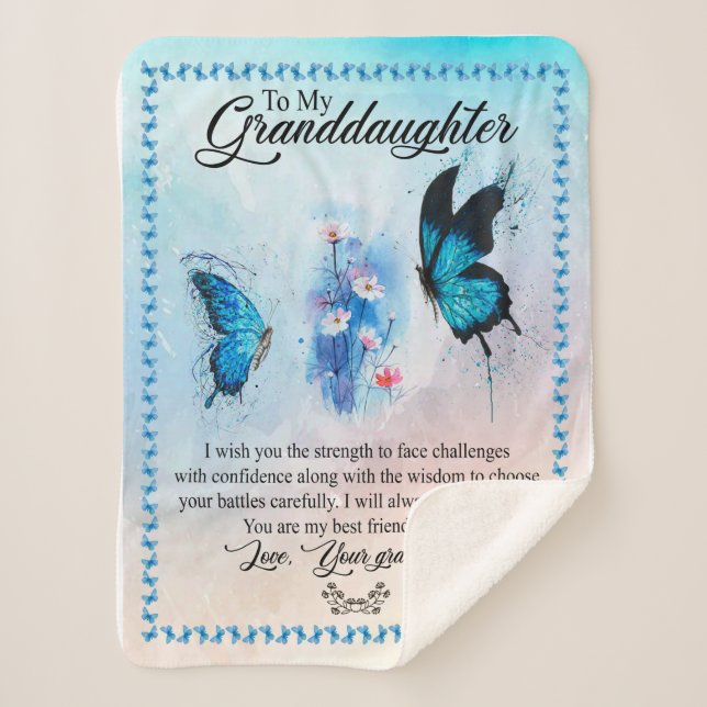 Granddaughter Gift | Love Grandmother Family Group Sherpa Blanket (Front)