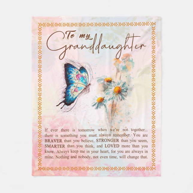 Granddaughter Gifts | From Grandpa Grandma Family Fleece Blanket (Front)