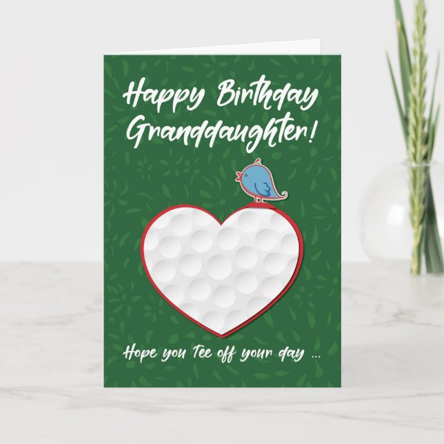 Granddaughter Golf Sports Heart Birthday Card (Front)
