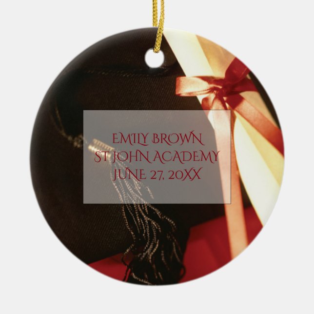 Granddaughter Graduation Wishes Ceramic Tree Decoration (Front)