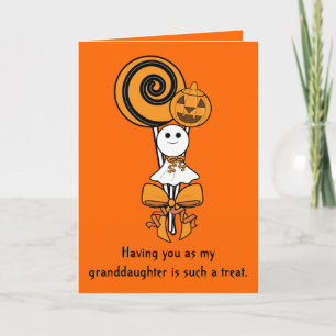 Granddaughter Halloween Card: Three Sweet Treats Card