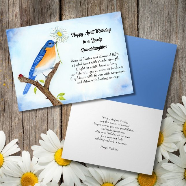 Granddaughter Happy April Birthday with Bluebird Card (Creator Uploaded)