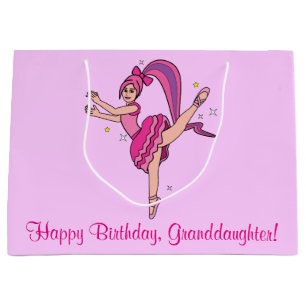 Granddaughter Happy Birthday Ballerina with Bow Large Gift Bag