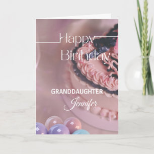 Granddaughter Happy Birthday Balloon Cake  Card