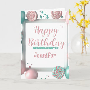 Granddaughter Happy Birthday Balloon Loli Pop Card
