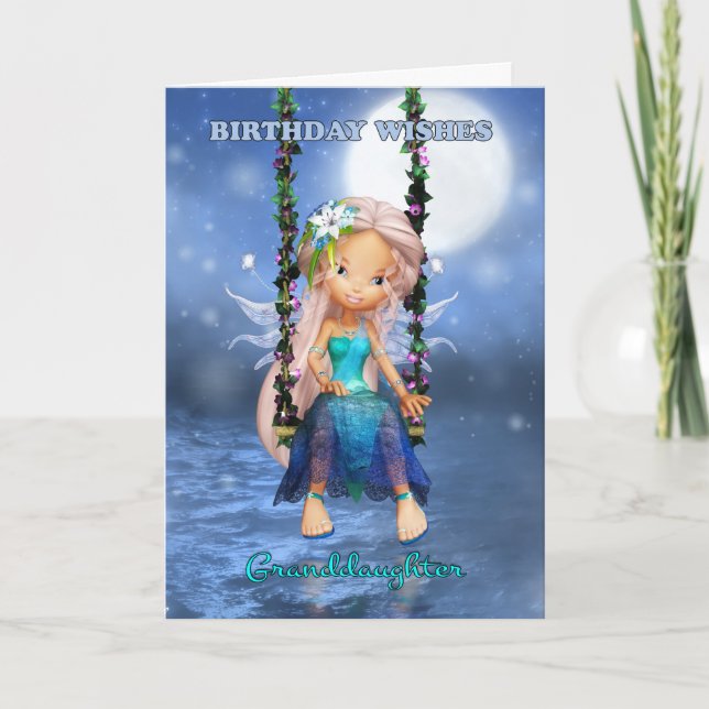 Granddaughter Happy Birthday cute fairy Card (Front)