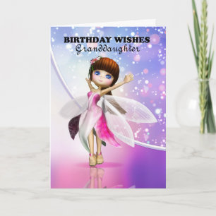 Granddaughter, Happy Birthday cute fairy dancing Card