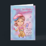 Granddaughter Happy Birthday Pink And Blue - Littl Card<br><div class="desc">Granddaughter Happy Birthday Pink And Blue - Little Girl With Lolly</div>