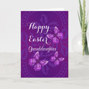 Granddaughter / Happy Easter - Purple Butterflies Holiday Card