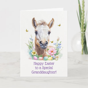 Granddaughter Happy Easter with Cute Baby Horse  Holiday Card