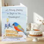 Granddaughter Happy February Birthday Painted Bunt Card<br><div class="desc">This charming watercolor and pen illustration features a Painted Bunting enjoying a slice of carrot cake, a nod to February’s National Carrot Cake Month, with a soft iris flower thoughtfully styled as a birthday candle holder. The iris, a traditional February birth flower, adds a meaningful seasonal detail. Together, these February-inspired...</div>