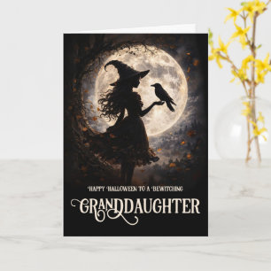 Granddaughter Happy Halloween Witch Moon  Card