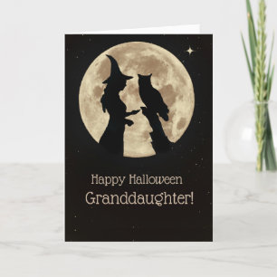 Granddaughter Happy Halloween With Witch and Owl Card