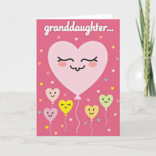 Granddaughter Happy Hearts Balloon Card
