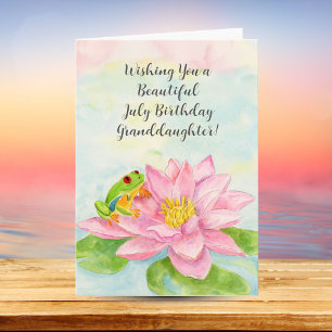 Granddaughter Happy July Birthday with Waterlily Card