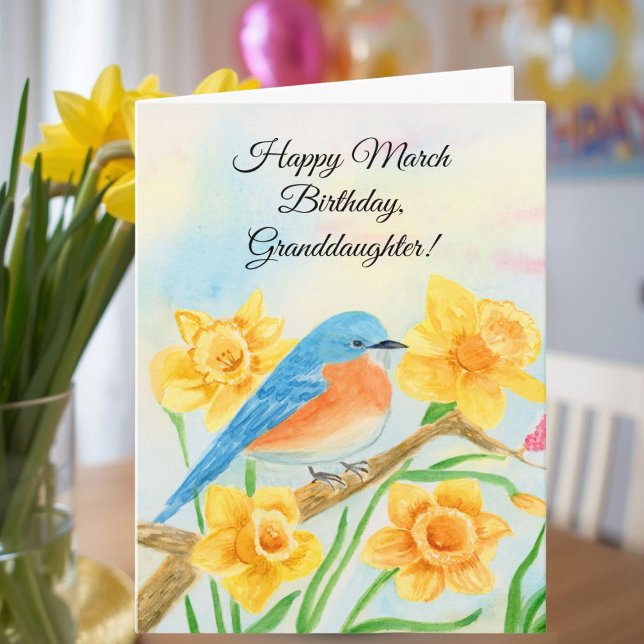 Granddaughter Happy March Birthday Blue Bird  Card (Creator Uploaded)