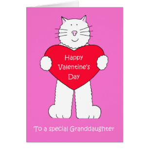 Granddaughter Happy Valentine's Day White Cat