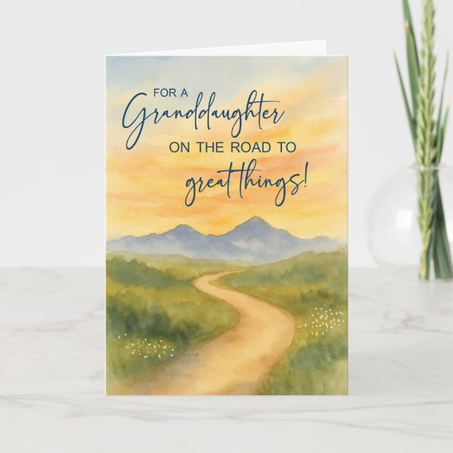 Granddaughter Heartfelt Off to College Mountain Card (Front)