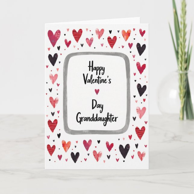 Granddaughter Hearts Valentines Day Card (Front)