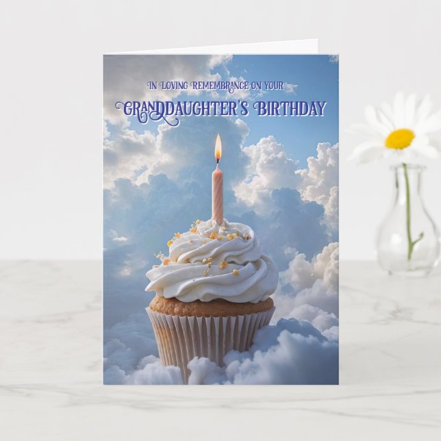 Granddaughter Heavenly Birthday Cupcake Clouds Card (Small Plant)