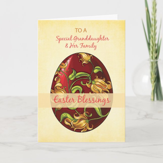 Granddaughter & Her Family, Easter Blessings, Egg Holiday Card (Front)