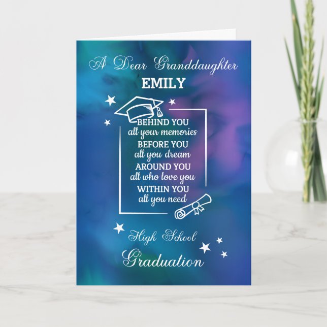 Granddaughter High School Graduation Quote Card (Front)