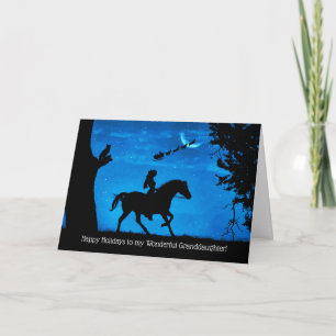 Granddaughter Holiday with Horse and Rider Cute  Card