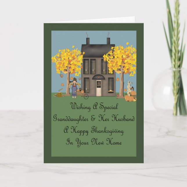 Granddaughter Husband New Home Happy Thanksgiving Holiday Card (Front)