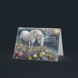 Granddaughter in Law Happy Birthday Unicorn  Card<br><div class="desc">Granddaughter in law birthday card with a wonderful message and a pretty magical image with a night sky filled with stars,  white unicorn and colourful flowers. Reword or change the font on the cover as this is a custom cover text card.</div>