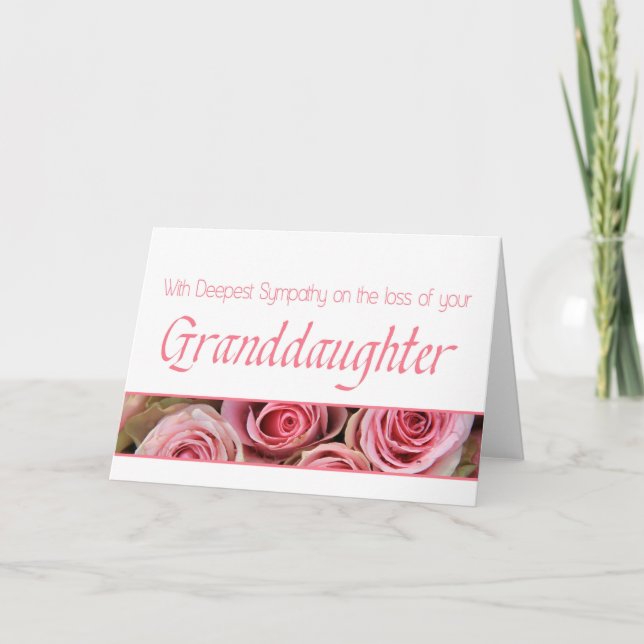 Granddaughter  loss Rose sympathy Card (Front)