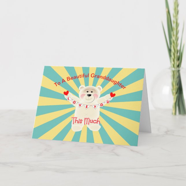 Granddaughter Love You Cute Teddy Bear Card (Front)