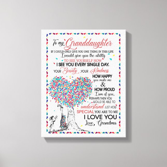 Granddaughter Lovers | Letter To My Granddaughter Canvas Print (Front)
