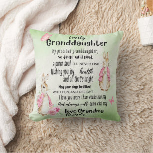 Granddaughter Loves Rabbit Custom Poem Add Name Cushion