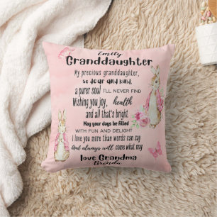 Granddaughter Loves Rabbit Custom Poem Add Name Cushion