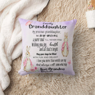 Granddaughter Loves Rabbit Custom Poem Add Name Cushion