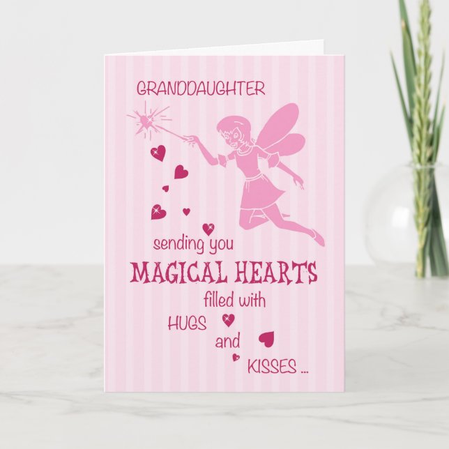 Granddaughter Magical Fairy Pink Valentine's Day Holiday Card (Front)