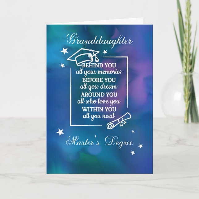 Granddaughter Master’s Degree Graduation Quote Card (Front)