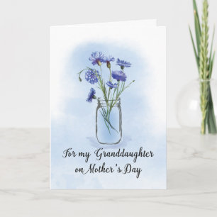 Granddaughter Mothers Day Cornflowers in Mason Jar Card