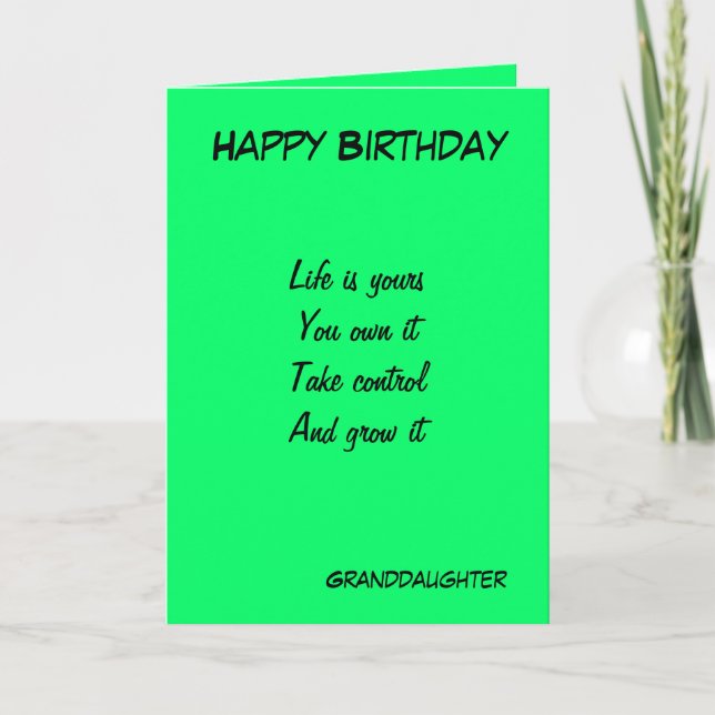 Granddaughter motivational birthday greeting cards (Front)