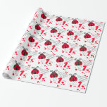 Granddaughter name ladybug 1st birthday wrap wrapping paper<br><div class="desc">Birthday wrapping paper in a white, red and black girls flying ladybug / ladybird and hearts design. Personalise this girlie birthday paper with your own granddaughters or relatives name and age and relation. Currently reads Happy Birthday granddaughter Sophia 1 today. Perfect for wrapping a special first birthday gift. At this...</div>