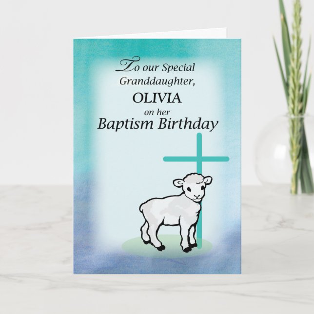 Granddaughter Personalise Name Baptism Birthday La Card (Front)