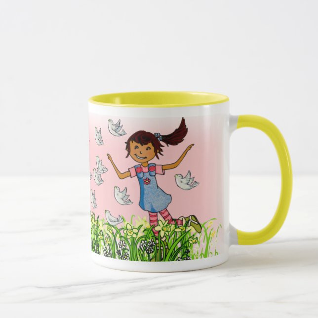 Granddaughter personalised name girl in spring mug (Right)