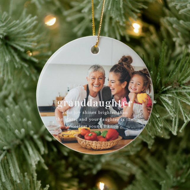 Granddaughter | Photo Keepsake Christmas Ceramic Tree Decoration (Tree)