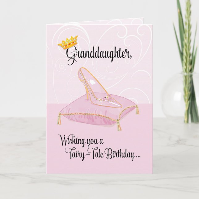 Granddaughter Pink Fairy-Tale Cinderella Birthday Card (Front)