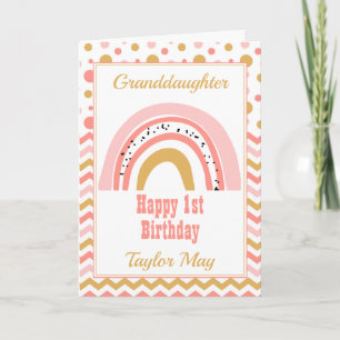 Granddaughter Pink Rainbow Birthday Card