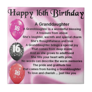 Granddaughter Poem 16th Birthday Tile