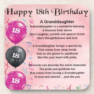 Granddaughter Poem - 18th Birthday Coaster